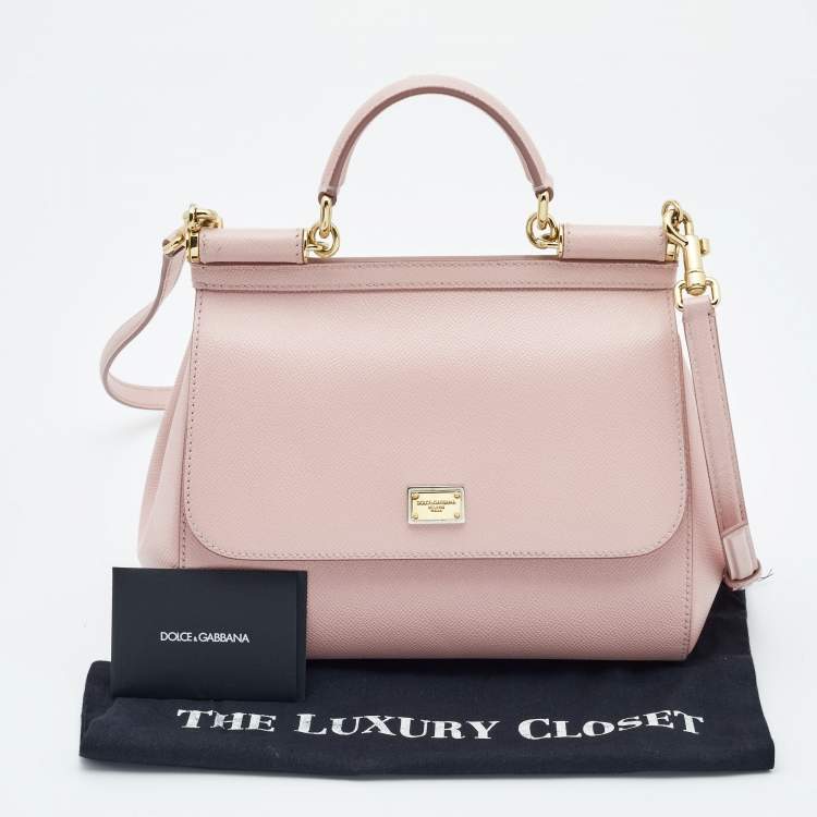 Pre Owned Dolce & Gabbana Pink Leather Medium Miss Sicily Top Handle Bag