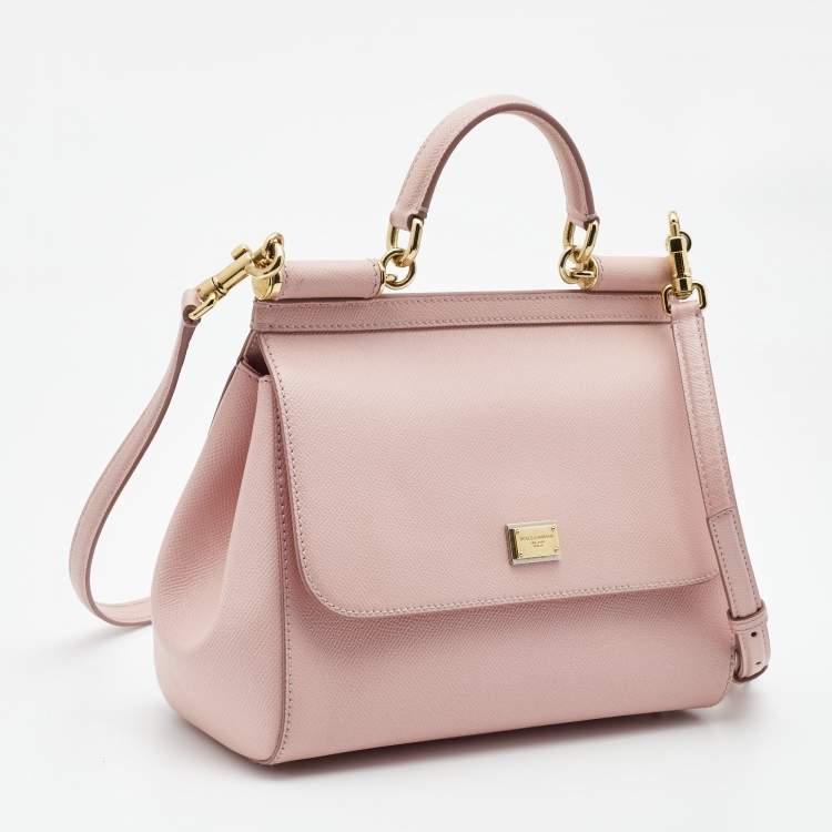 Pre Owned Dolce & Gabbana Pink Leather Medium Miss Sicily Top Handle Bag