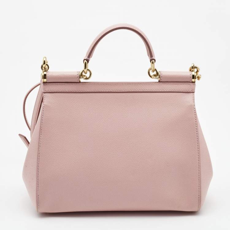 Pre Owned Dolce & Gabbana Pink Leather Medium Miss Sicily Top Handle Bag
