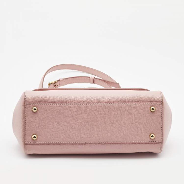 Pre Owned Dolce & Gabbana Pink Leather Medium Miss Sicily Top Handle Bag