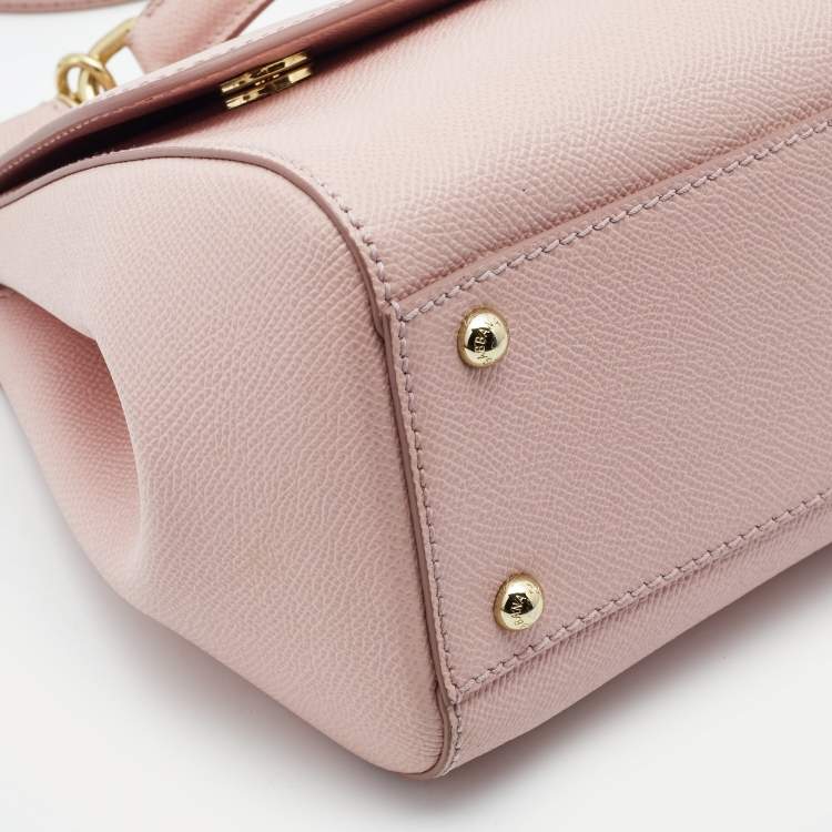Pre Owned Dolce & Gabbana Pink Leather Medium Miss Sicily Top Handle Bag
