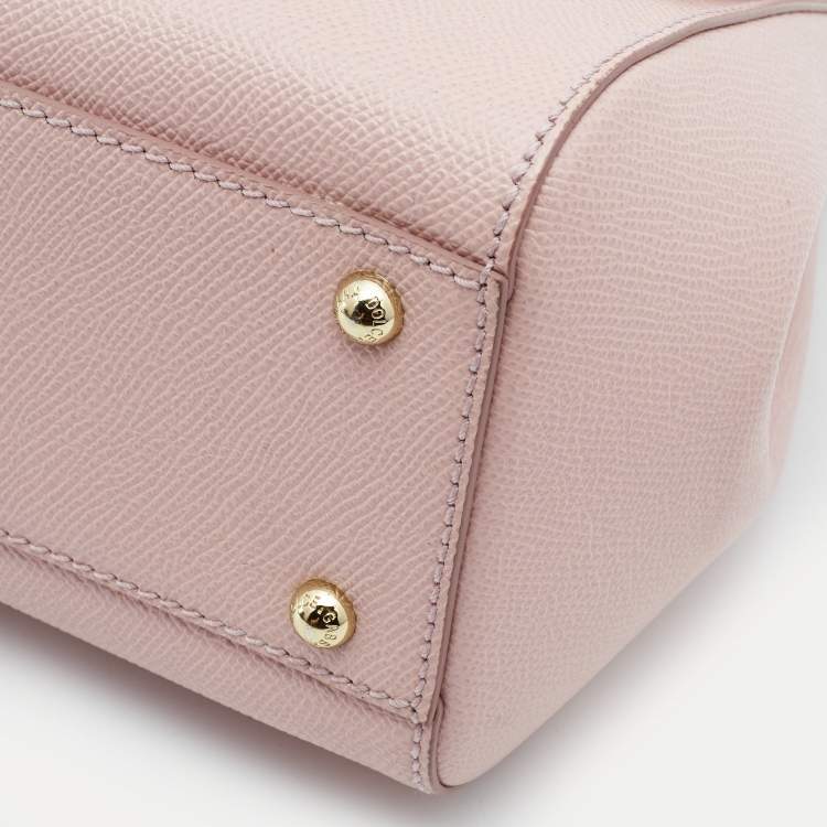 Pre Owned Dolce & Gabbana Pink Leather Medium Miss Sicily Top Handle Bag