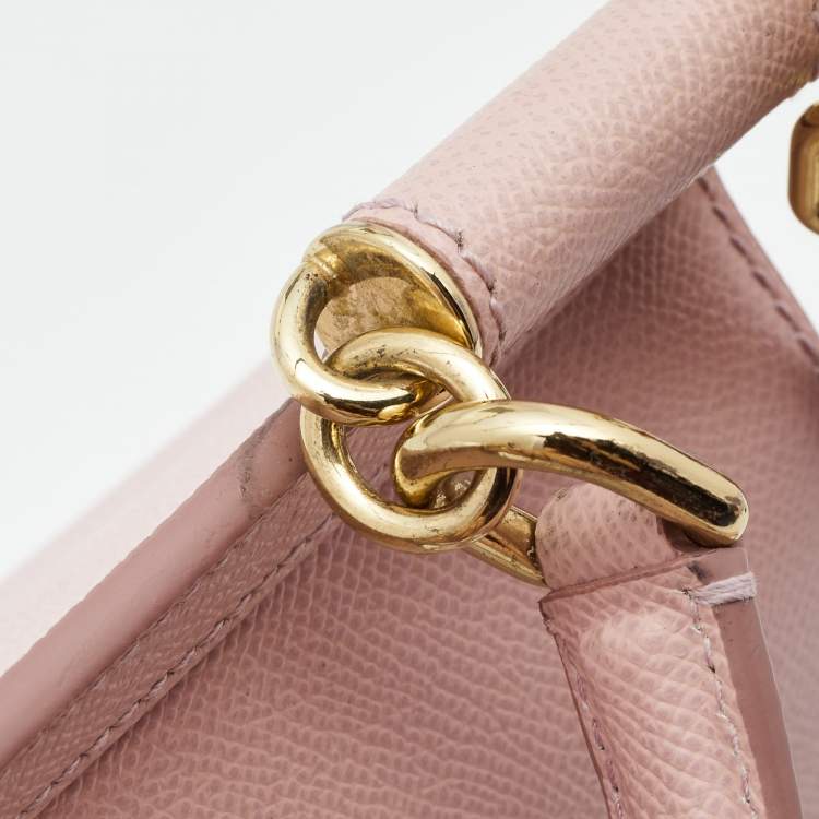 Pre Owned Dolce & Gabbana Pink Leather Medium Miss Sicily Top Handle Bag