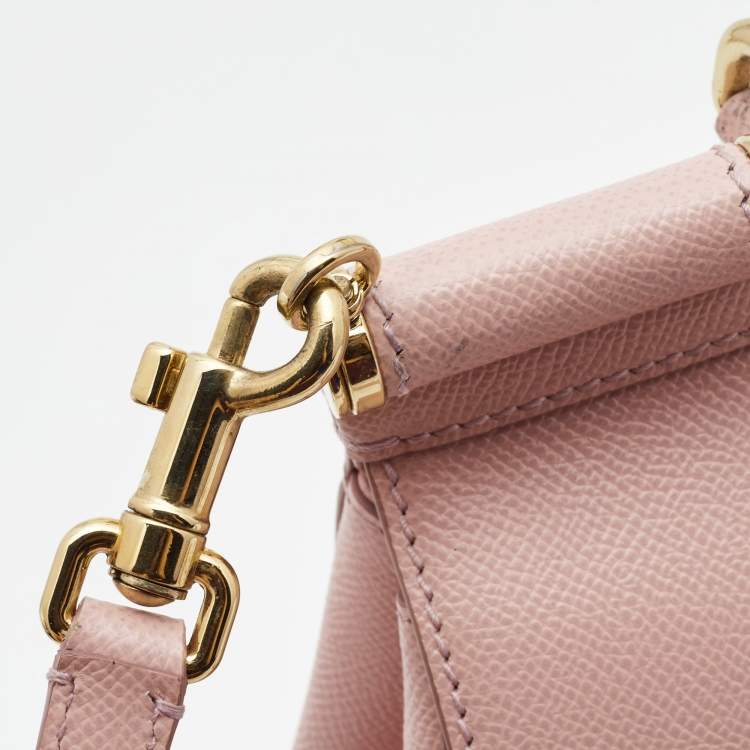 Pre Owned Dolce & Gabbana Pink Leather Medium Miss Sicily Top Handle Bag