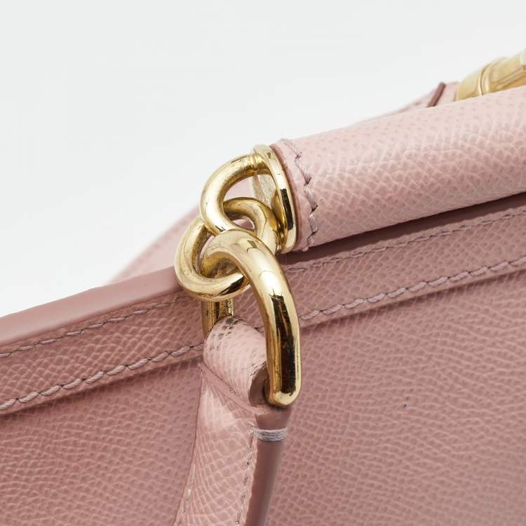 Pre Owned Dolce & Gabbana Pink Leather Medium Miss Sicily Top Handle Bag
