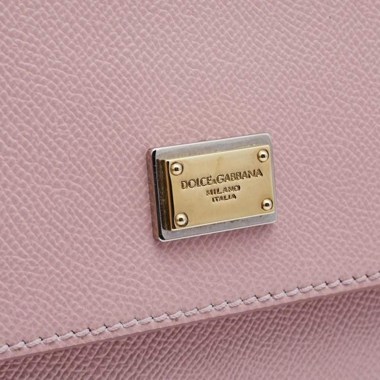 Pre Owned Dolce & Gabbana Pink Leather Medium Miss Sicily Top Handle Bag