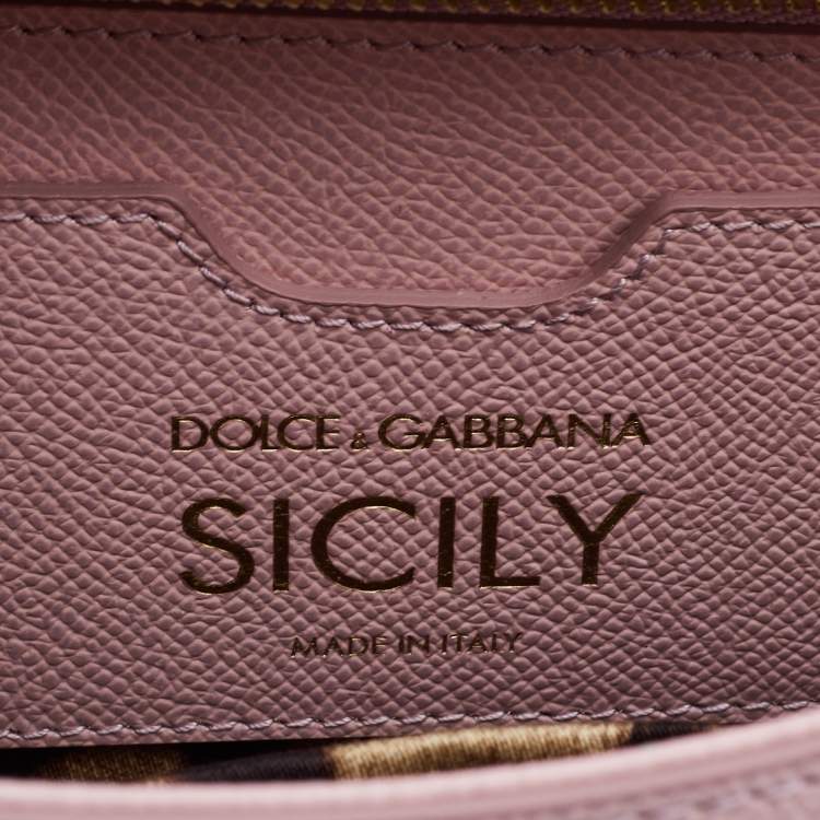 Pre Owned Dolce & Gabbana Pink Leather Medium Miss Sicily Top Handle Bag