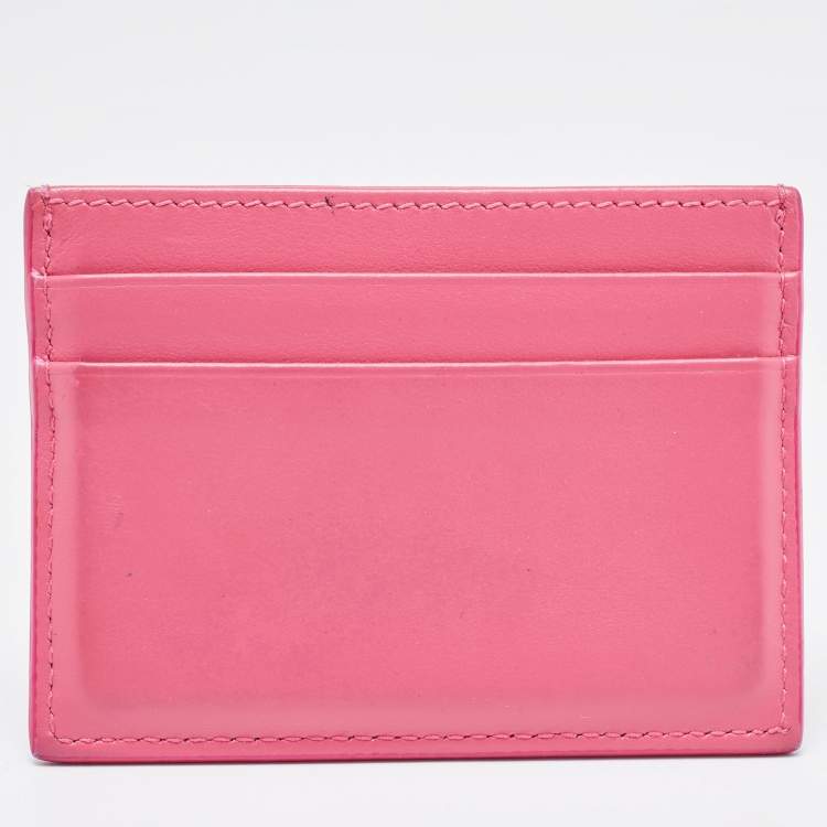 Pre Owned Dolce & Gabbana Pink Leather DG Logo Card Holder