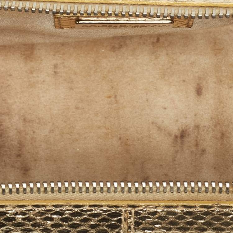 Pre Owned Dolce & Gabbana Gold Watersnake Leather Baguette Bag