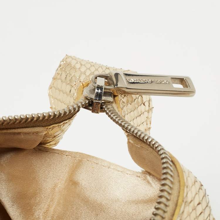 Pre Owned Dolce & Gabbana Gold Watersnake Leather Baguette Bag