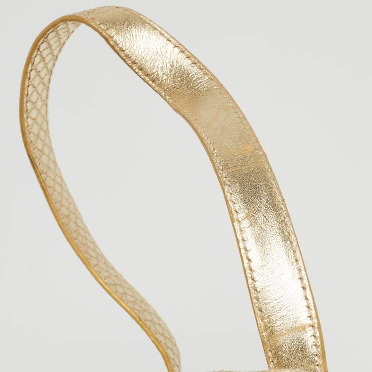 Pre Owned Dolce & Gabbana Gold Watersnake Leather Baguette Bag
