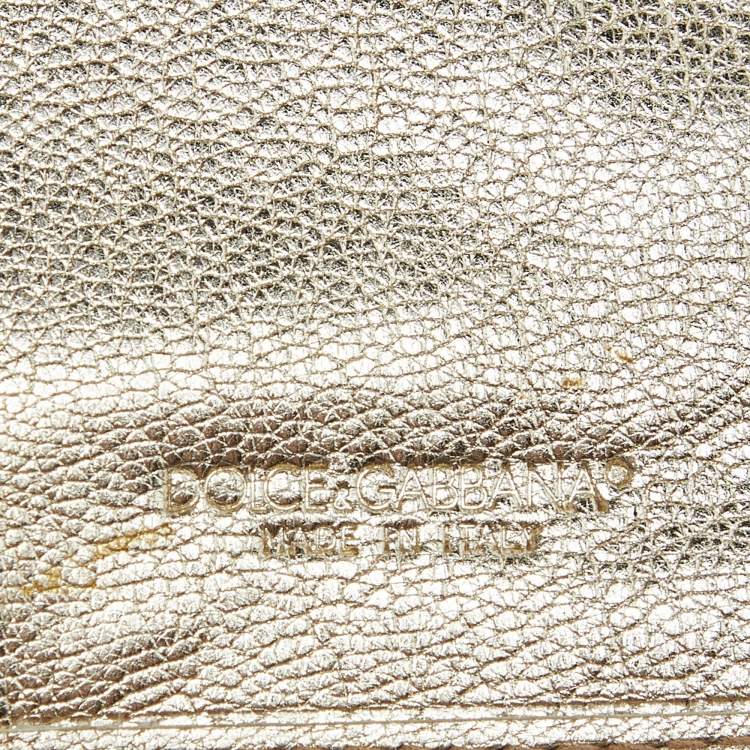 مملوكة مسبقًا Dolce & Gabbana Gold Leather Continental Wallet