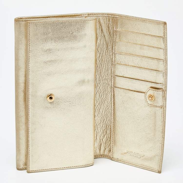 مملوكة مسبقًا Dolce & Gabbana Gold Leather Continental Wallet