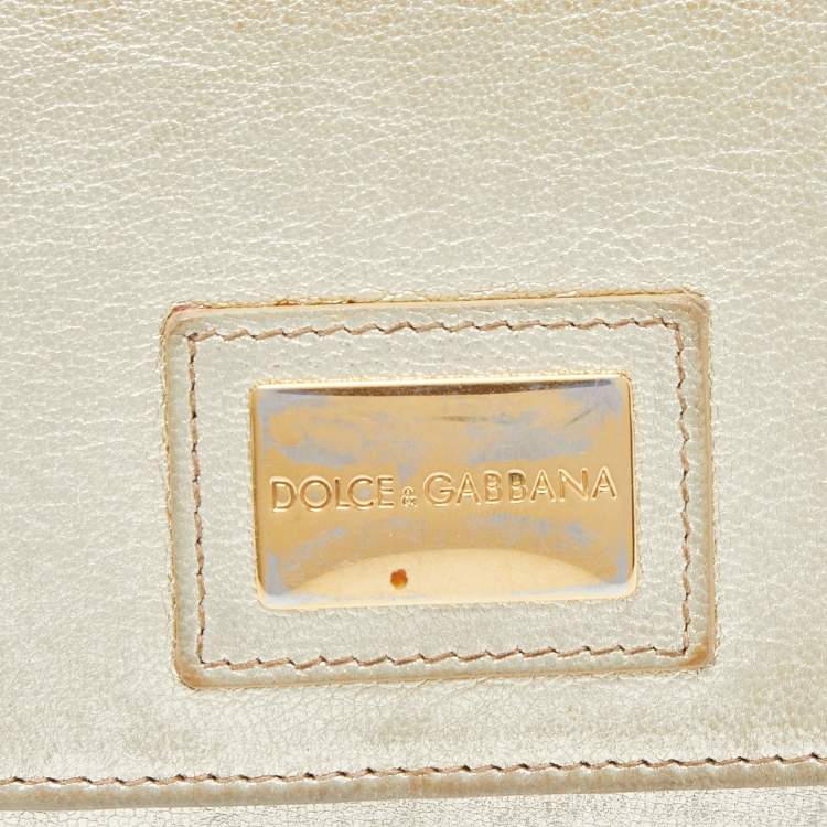 مملوكة مسبقًا Dolce & Gabbana Gold Leather Continental Wallet
