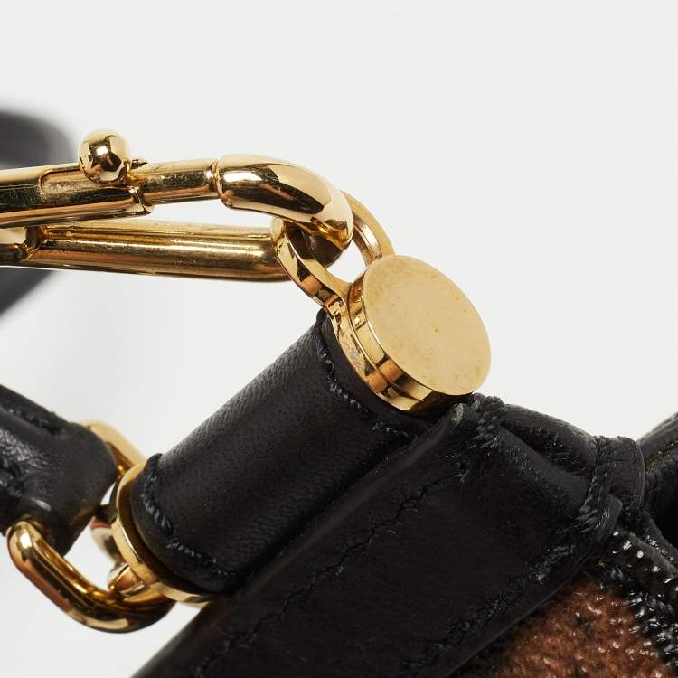Pre Owned Dolce & Gabbana Beige/Black Coated Canvas and Leather Micro Miss Sicily Top Handle Bag