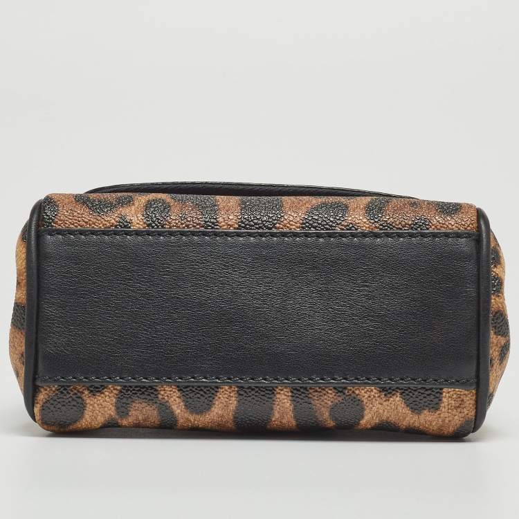 Pre Owned Dolce & Gabbana Beige/Black Coated Canvas and Leather Micro Miss Sicily Top Handle Bag
