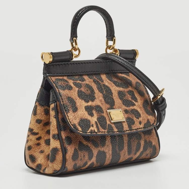 Pre Owned Dolce & Gabbana Beige/Black Coated Canvas and Leather Micro Miss Sicily Top Handle Bag