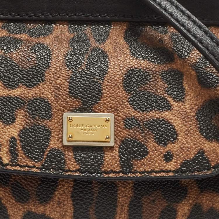 Pre Owned Dolce & Gabbana Beige/Black Coated Canvas and Leather Micro Miss Sicily Top Handle Bag