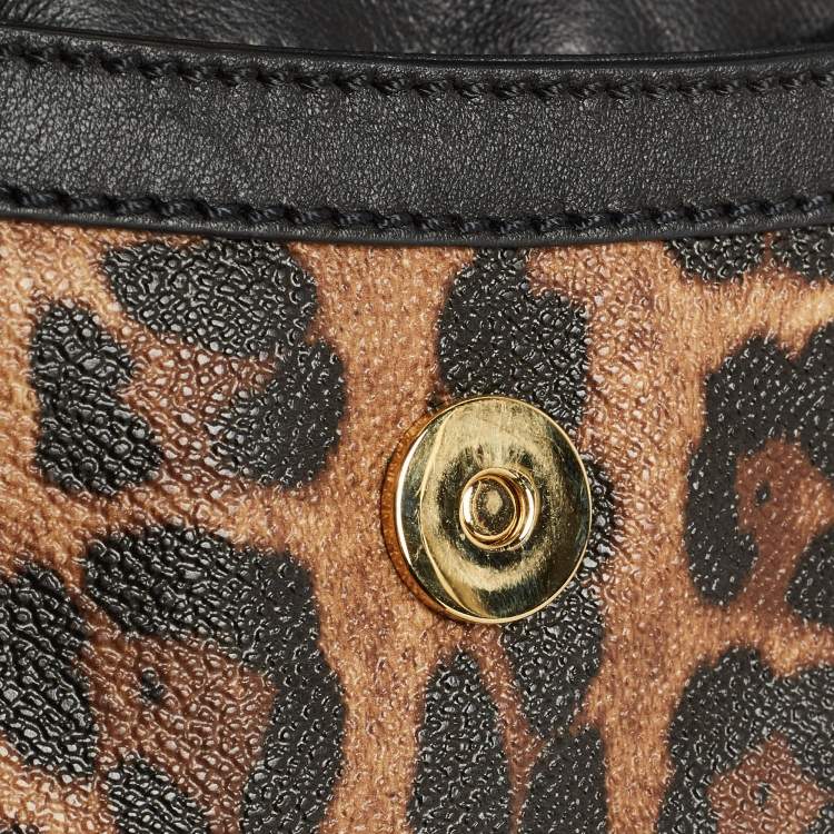 Pre Owned Dolce & Gabbana Beige/Black Coated Canvas and Leather Micro Miss Sicily Top Handle Bag