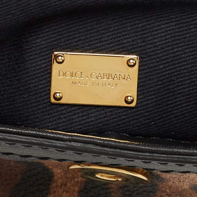 Pre Owned Dolce & Gabbana Beige/Black Coated Canvas and Leather Micro Miss Sicily Top Handle Bag