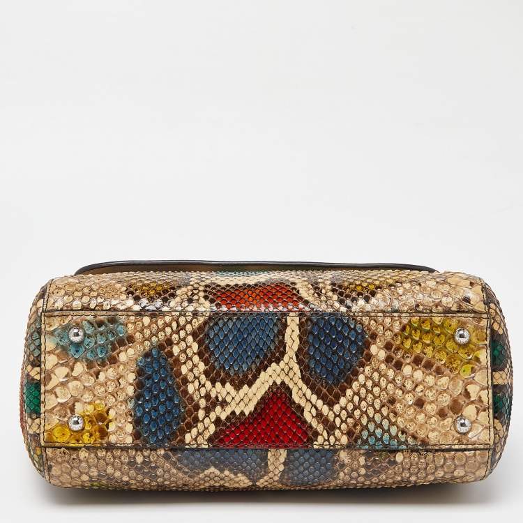 Pre Owned Dolce & Gabbana Multicolor Python Medium Miss Sicily Top Handle Bag