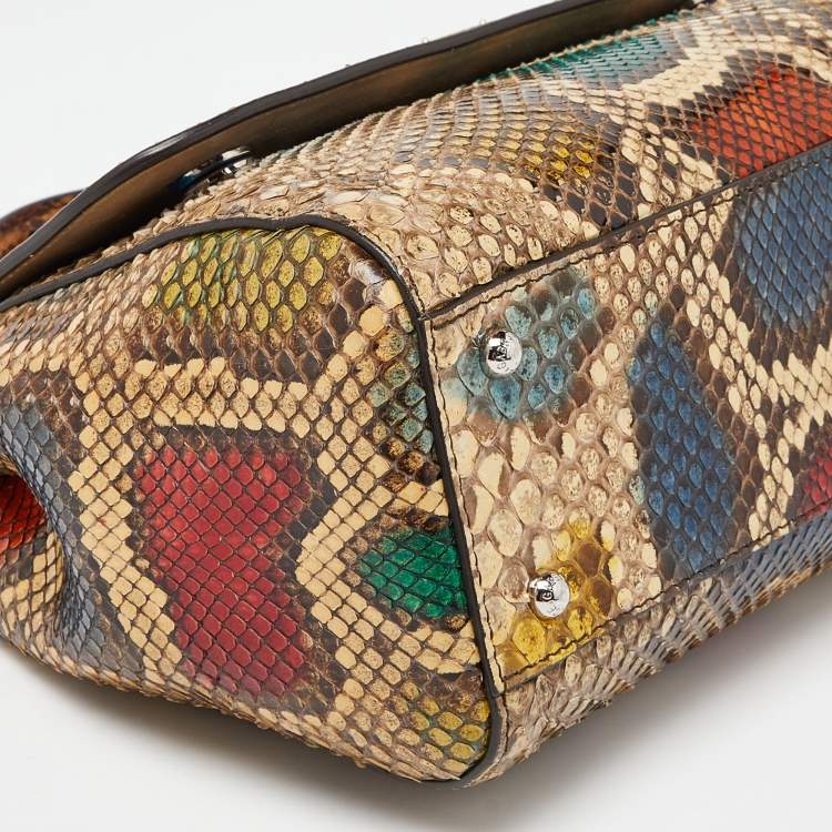 Pre Owned Dolce & Gabbana Multicolor Python Medium Miss Sicily Top Handle Bag