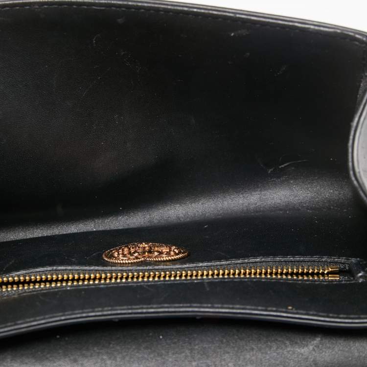 Pre Owned Dolce & Gabbana Black Leather Small Devotion Chain Shoulder Bag