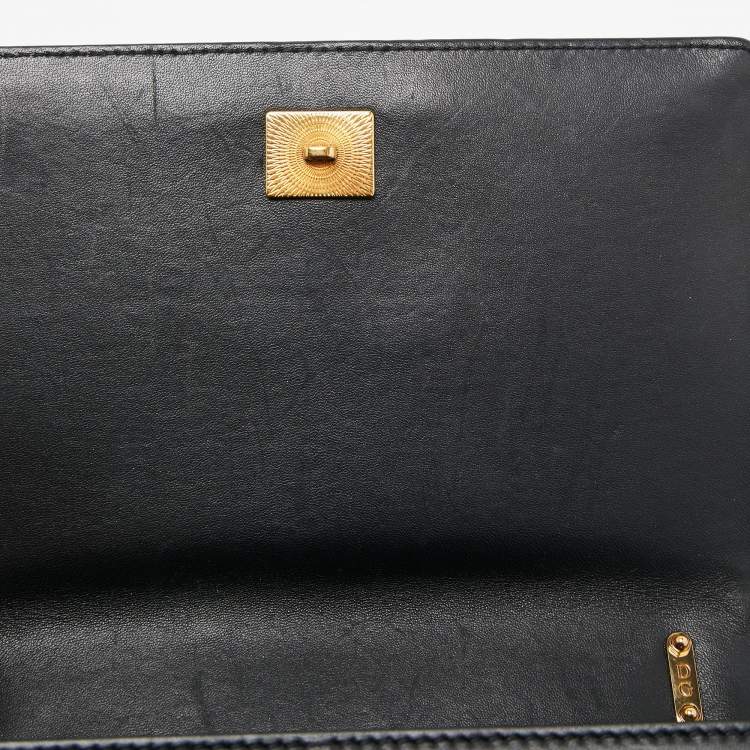 Pre Owned Dolce & Gabbana Black Leather Small Devotion Chain Shoulder Bag