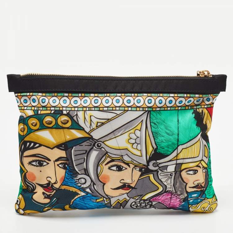 Pre Owned Dolce & Gabbana Multicolor Printed Fabric Zip Pouch