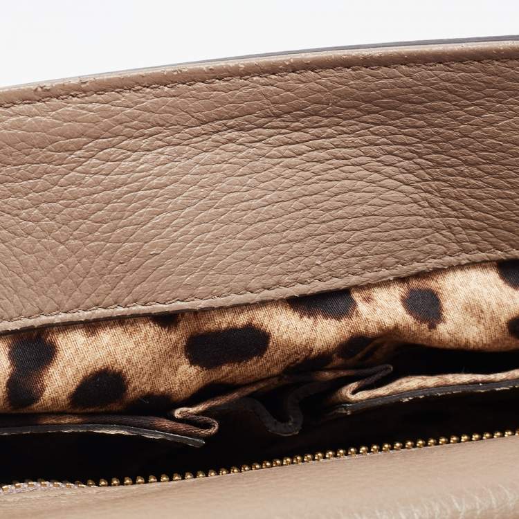 Pre Owned Dolce & Gabbana Grey Leather Large Miss Sicily Top Handle Bag