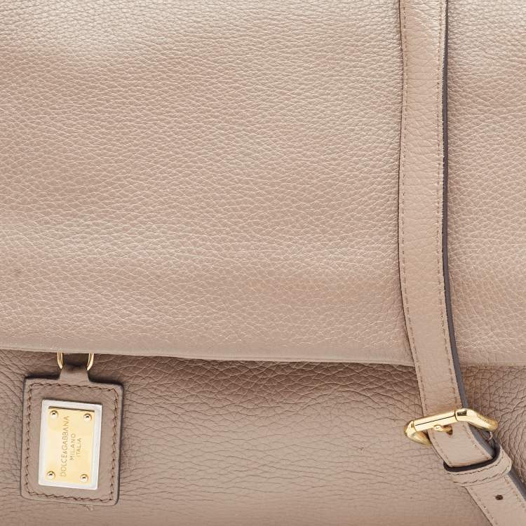 Pre Owned Dolce & Gabbana Grey Leather Large Miss Sicily Top Handle Bag