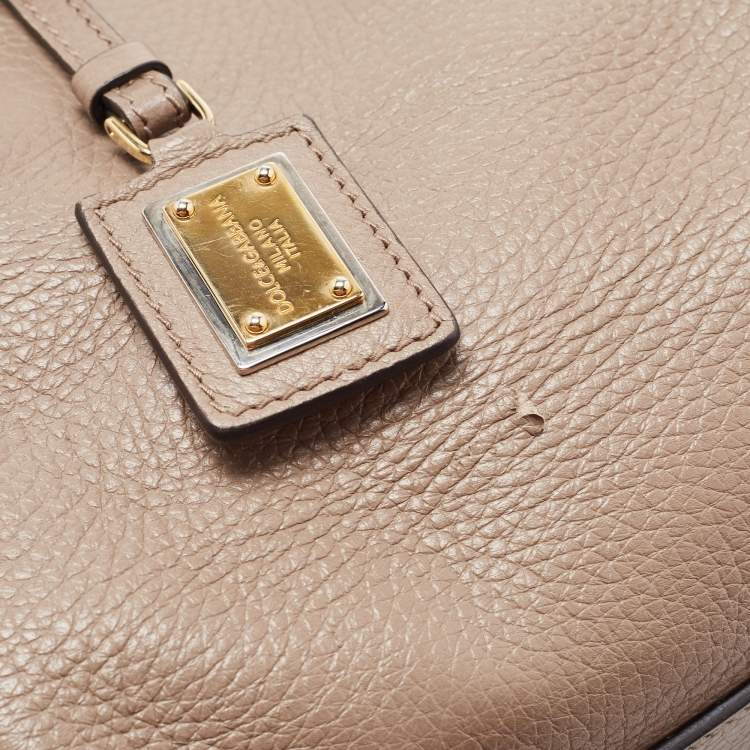 Pre Owned Dolce & Gabbana Grey Leather Large Miss Sicily Top Handle Bag
