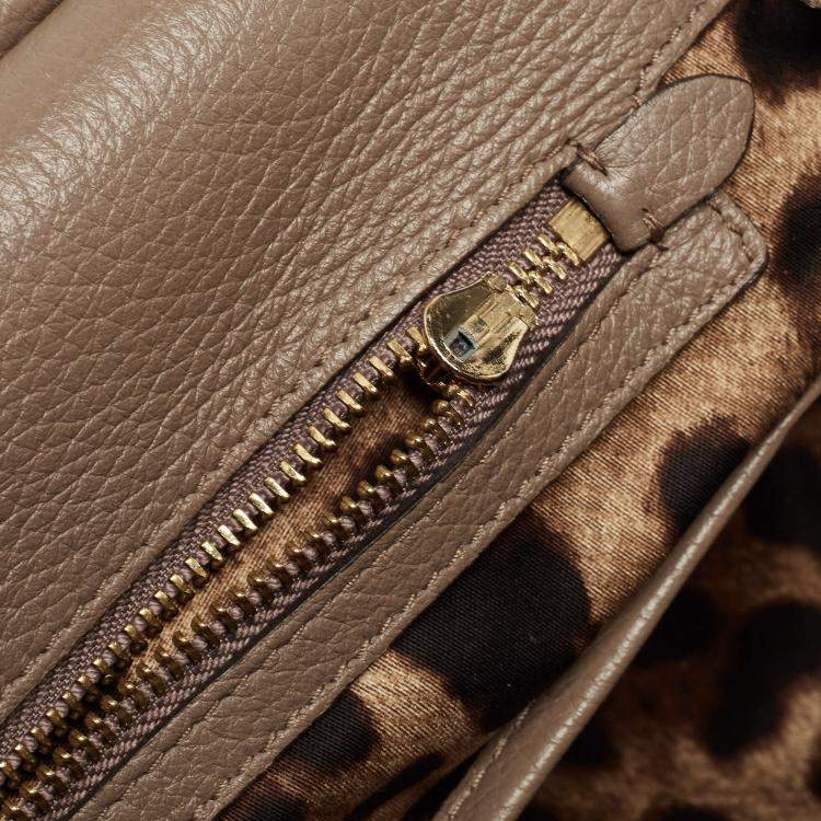 Pre Owned Dolce & Gabbana Grey Leather Large Miss Sicily Top Handle Bag