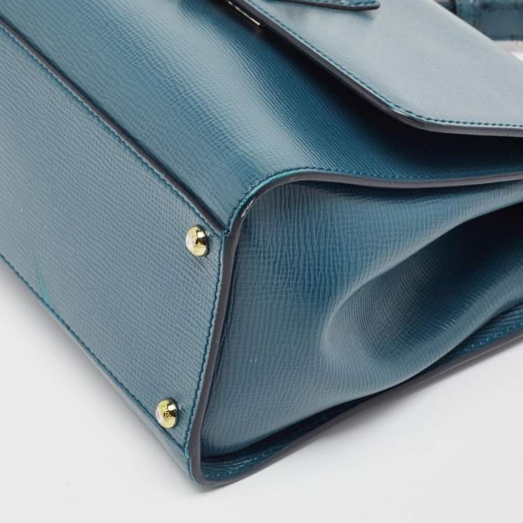 Pre Owned Dolce & Gabbana Teal Leather Medium Miss Monica Top Handle Bag
