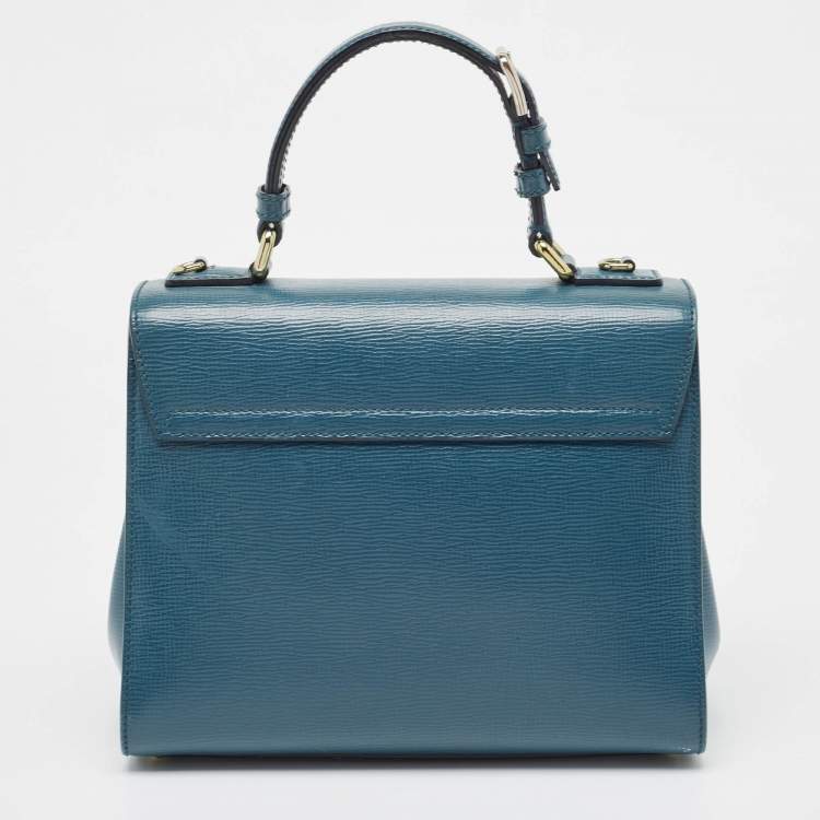 Pre Owned Dolce & Gabbana Teal Leather Medium Miss Monica Top Handle Bag