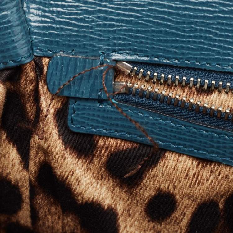 Pre Owned Dolce & Gabbana Teal Leather Medium Miss Monica Top Handle Bag