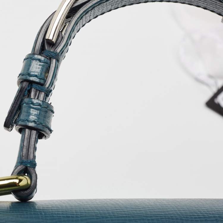 Pre Owned Dolce & Gabbana Teal Leather Medium Miss Monica Top Handle Bag