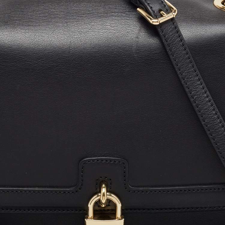 Pre Owned Dolce & Gabbana Black Leather Padlock Top Handle Bag