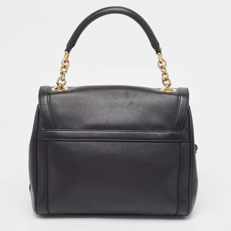 Pre Owned Dolce & Gabbana Black Leather Padlock Top Handle Bag