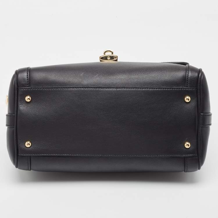 Pre Owned Dolce & Gabbana Black Leather Padlock Top Handle Bag