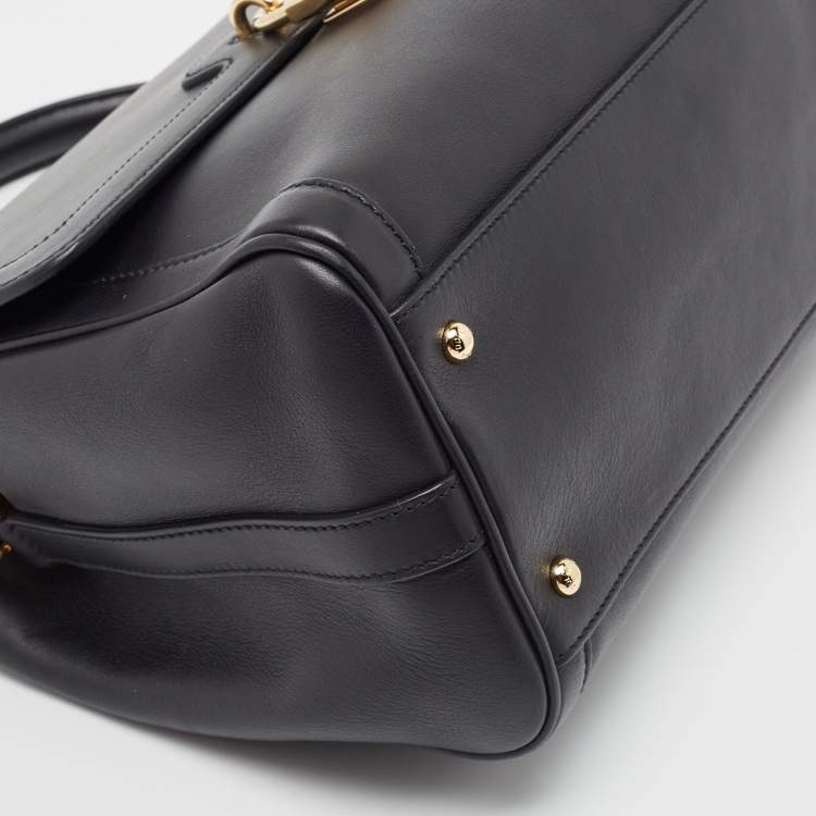 Pre Owned Dolce & Gabbana Black Leather Padlock Top Handle Bag