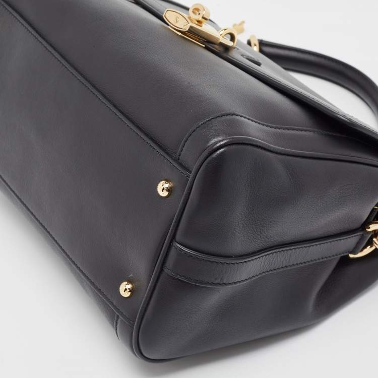 Pre Owned Dolce & Gabbana Black Leather Padlock Top Handle Bag