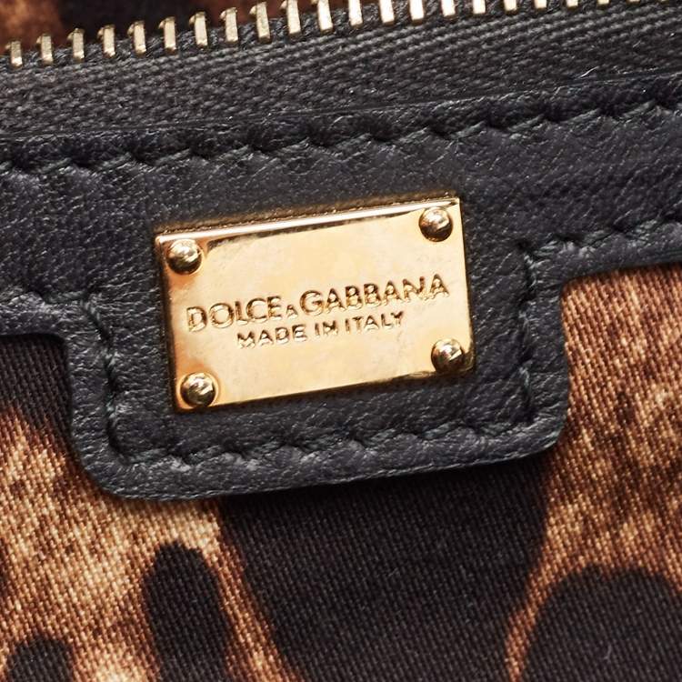 Pre Owned Dolce & Gabbana Black Leather Padlock Top Handle Bag