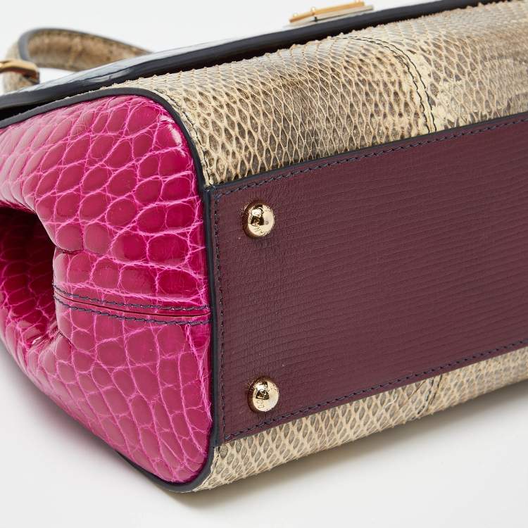 Pre Owned Dolce & Gabbana Multicolor Crocodile,Watersnake Leather and Leather Medium Miss Sicily Top Handle Bag