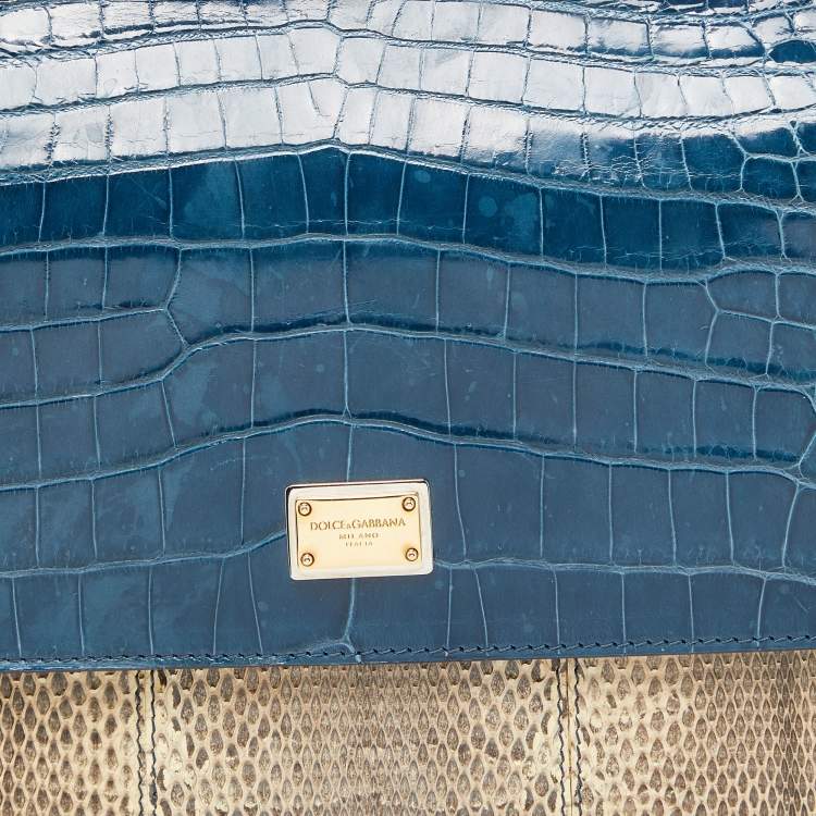Pre Owned Dolce & Gabbana Multicolor Crocodile,Watersnake Leather and Leather Medium Miss Sicily Top Handle Bag