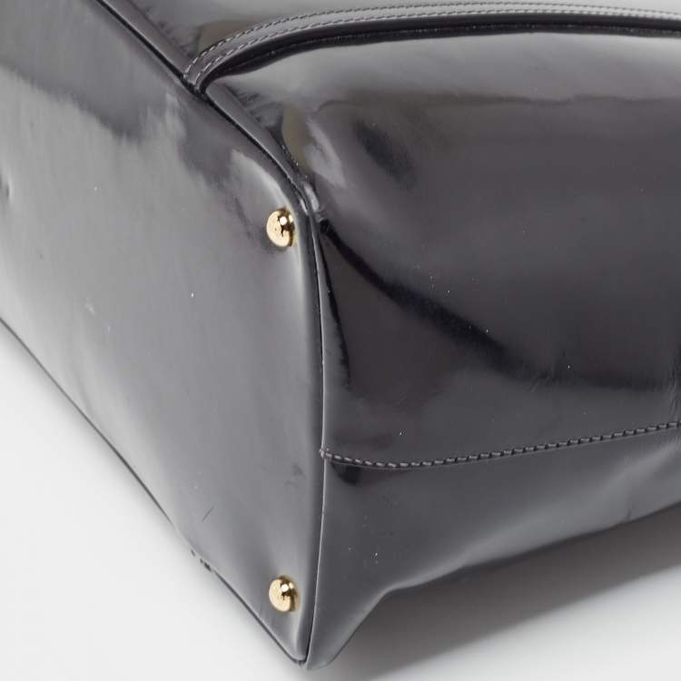Pre Owned Dolce & Gabbana Black Patent Leather Miss Escape Tote