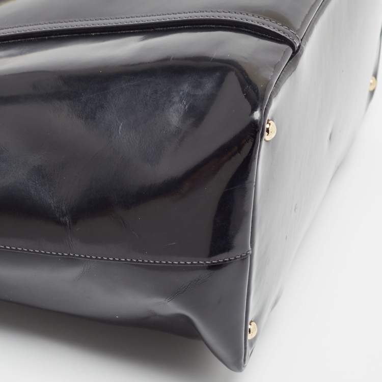Pre Owned Dolce & Gabbana Black Patent Leather Miss Escape Tote