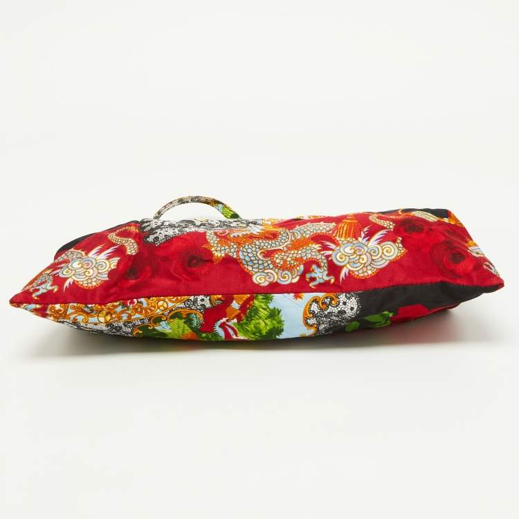 Pre Owned Dolce & Gabbana Multicolor Printed Satin Frame Clutch Bag