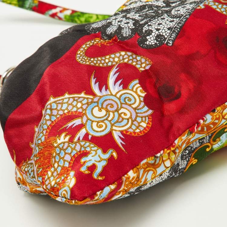 Pre Owned Dolce & Gabbana Multicolor Printed Satin Frame Clutch Bag