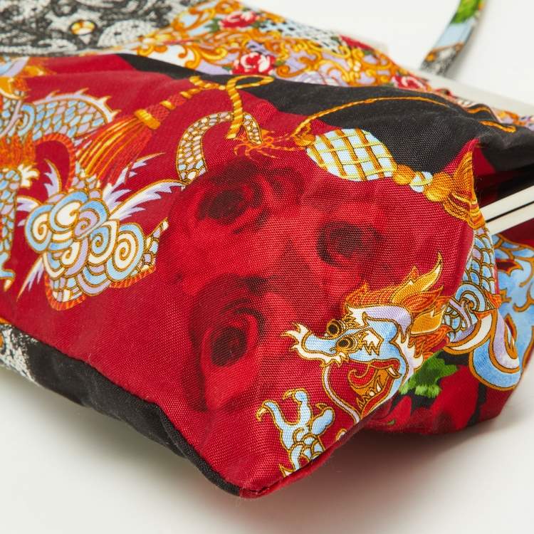 Pre Owned Dolce & Gabbana Multicolor Printed Satin Frame Clutch Bag